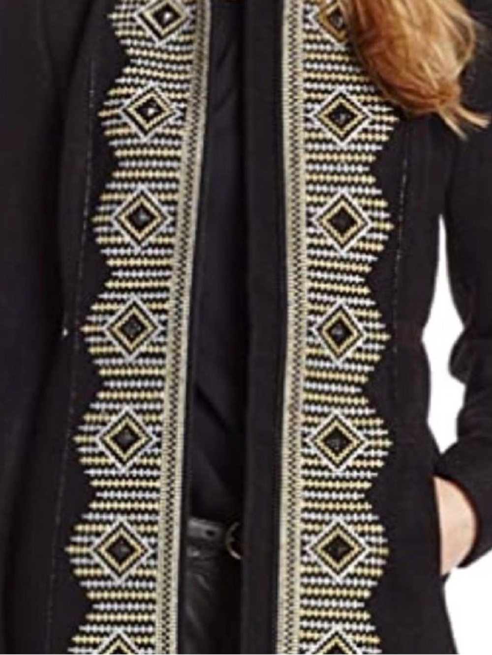 🖤 NWT! Plenty by Tracy Reese Black Princess Coat with Metallic Embroidery - Picture 11 of 12